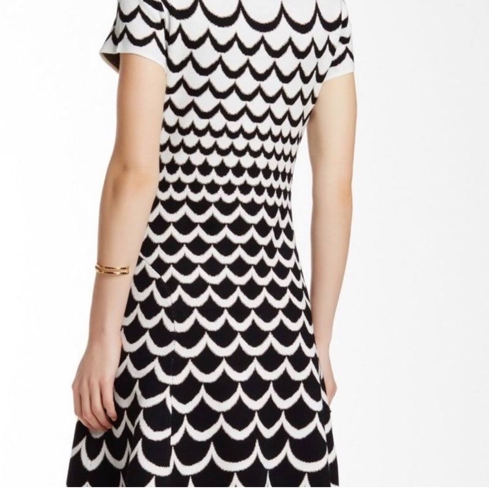 CeCe Black and White Scalloped Dress Size Small - Picture 2 of 6
